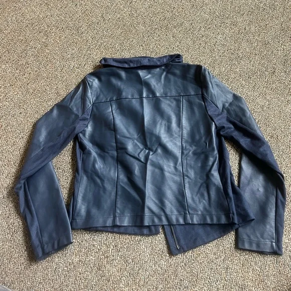 Faux Leather Navy Blue Jacket - Picture 2 of 3